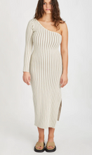Load image into Gallery viewer, Cocoa Stripe One Shoulder Dress