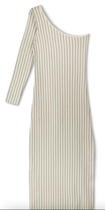 Cocoa Stripe One Shoulder Dress